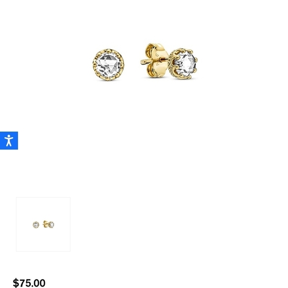 Pandora Gold and White Stud Earrings - Picture 5 of 5